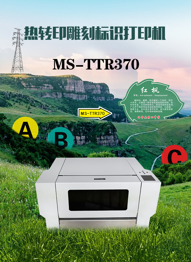 MS-TTR370標(biāo)識(shí)標(biāo)簽熱轉(zhuǎn)印雕刻打印機(jī)